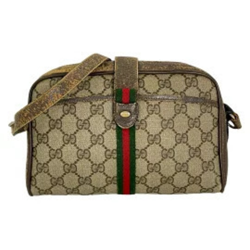 Gucci GG Supreme Sherry Line shoulder bag brown GG monogram Web Brown Leather